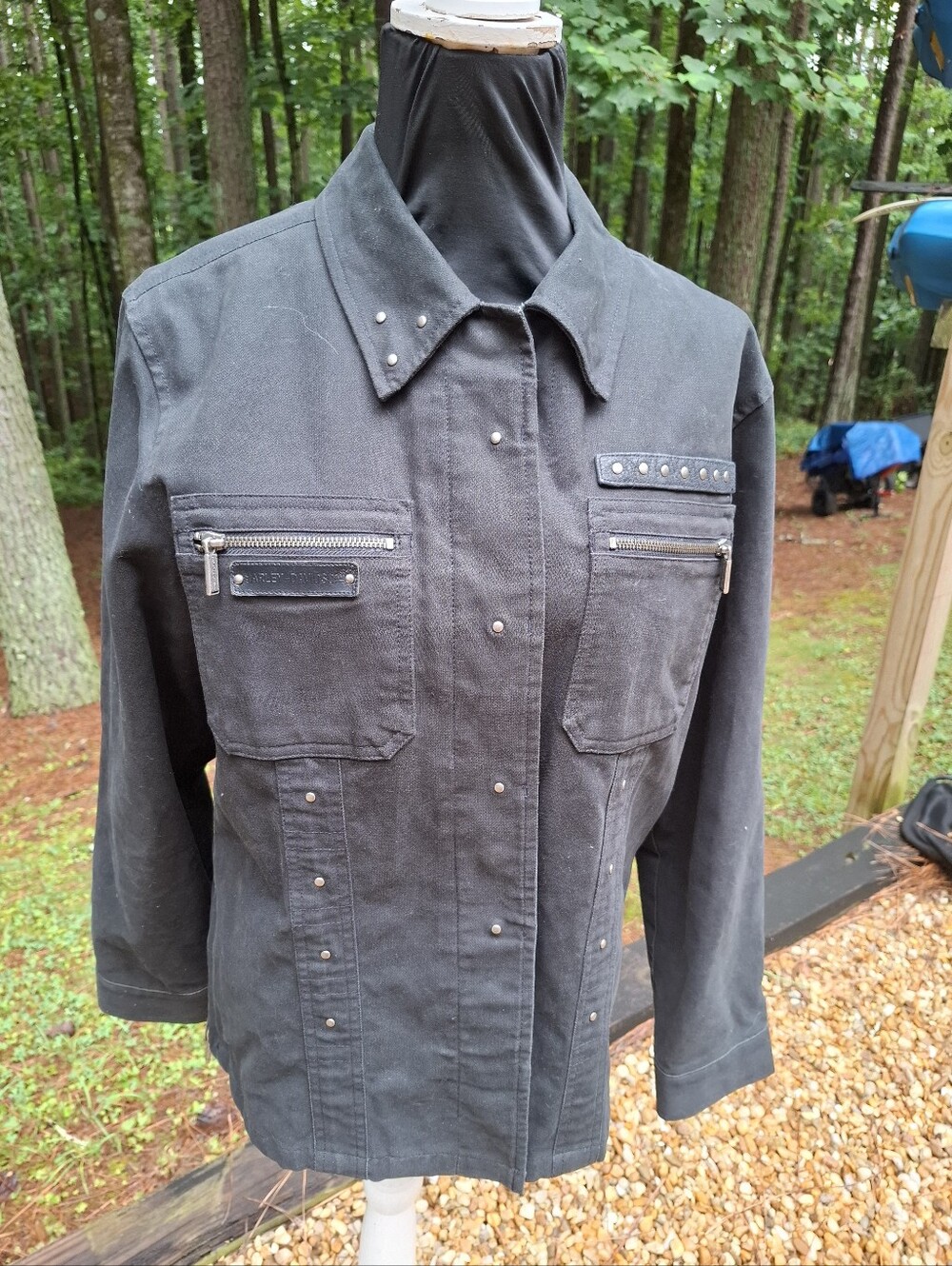 Harley Davidson Black Denim Jacket Large